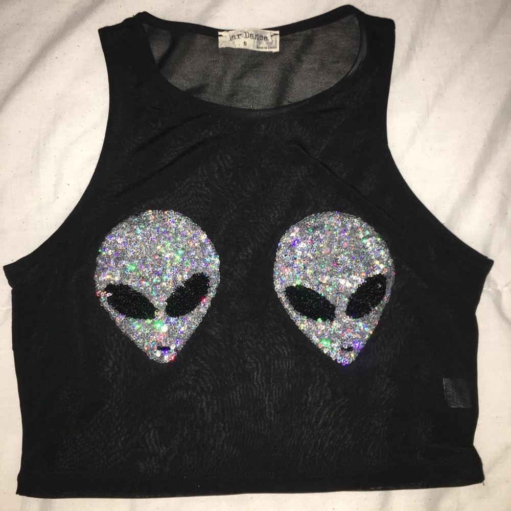 Black alien crop top